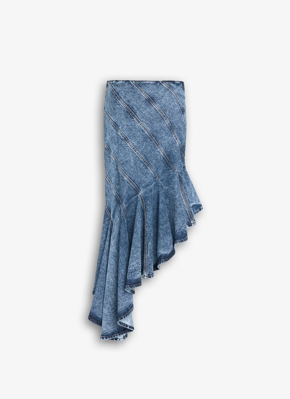 DENIM SPIRAL SKIRT ALAÏA BLUE DENIM SPIRAL SKIRT